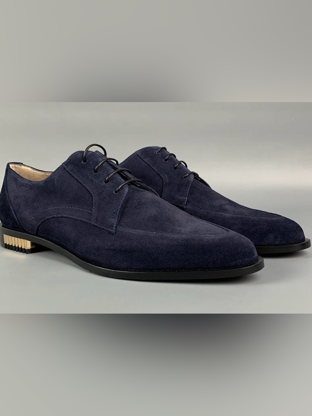 Giorgio Armani Navy Suede Derby Shoes - Elegant Lace-Up